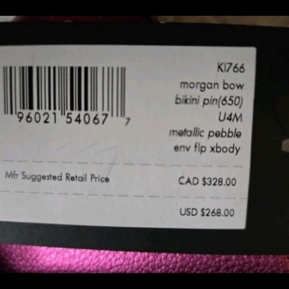 Kate Spade Metallic Pebble Envelope XBody Morgan Bow Bikini Pink NWT 24 " Chain - Picture 2 of 12